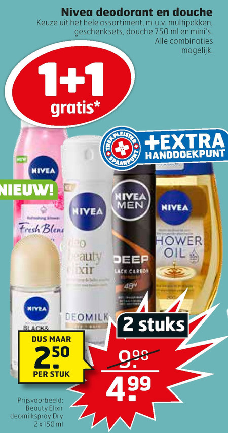 Nivea   deodorant, douchegel folder aanbieding bij  Trekpleister - details