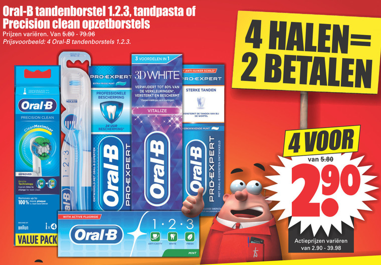 Braun Oral-B   tandpasta, opzetborstel folder aanbieding bij  Dirk - details