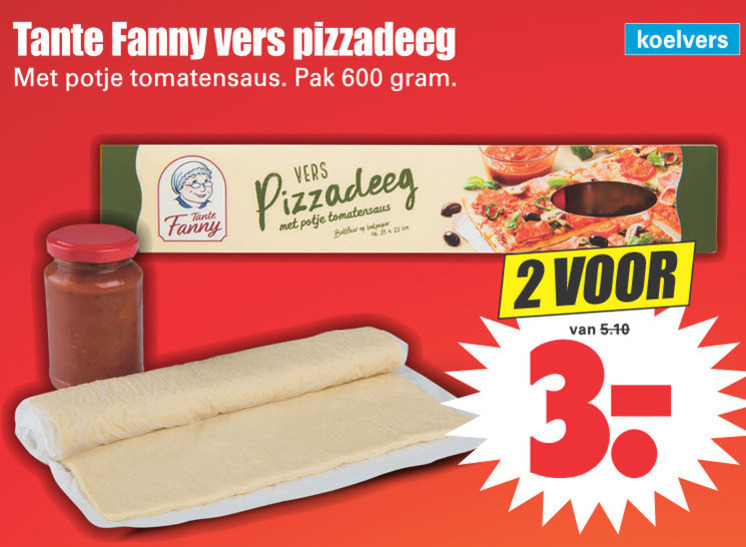 Tante Fanny   pizzadeeg folder aanbieding bij  Dirk - details