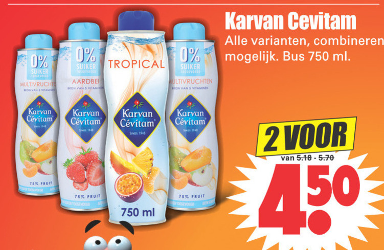 Karvan Cevitam   limonadesiroop folder aanbieding bij  Dirk - details