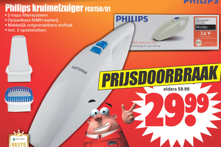 Philips   kruimelzuiger folder aanbieding bij  Dirk - details