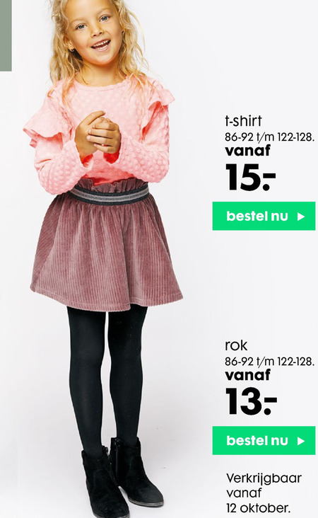 Hema huismerk   meisjes t-shirt, meisjesrok folder aanbieding bij  Hema - details