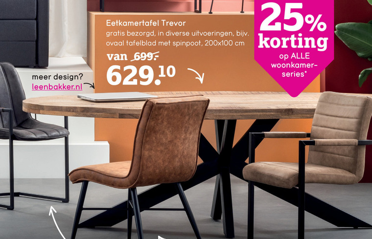 eetkamertafel folder aanbieding bij Leenbakker -