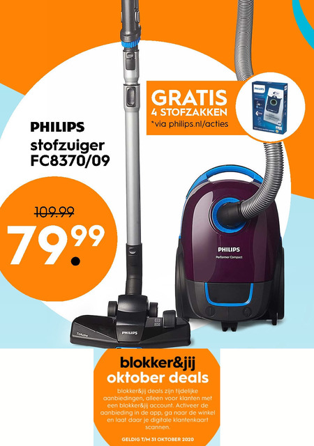 Philips   stofzuiger folder aanbieding bij  Blokker - details