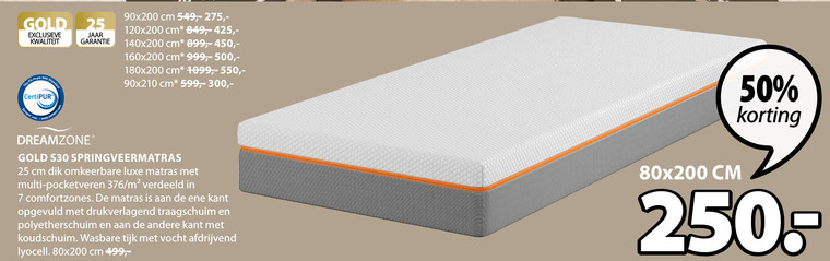 Dreamzone   matras folder aanbieding bij  Jysk - details