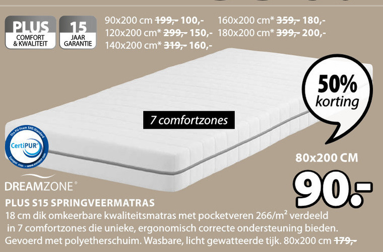 Dreamzone   matras folder aanbieding bij  Jysk - details