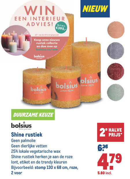 Bolsius   rustieke kaarsen folder aanbieding bij  Makro - details