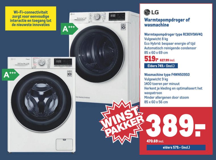 Roos fiets In werkelijkheid LG wasmachine, warmtepompdroger folder aanbieding bij Makro - details