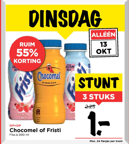 Fristi   drinkyoghurt, chocolademelk folder aanbieding bij  Vomar - details