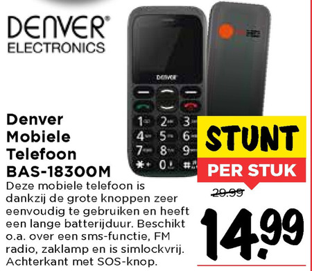 Denver   simlock vrije mobieltje folder aanbieding bij  Vomar - details