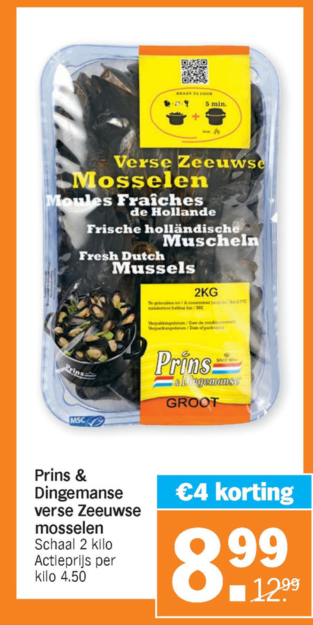 Prins en Dingemanse   mosselen folder aanbieding bij  Albert Heijn - details