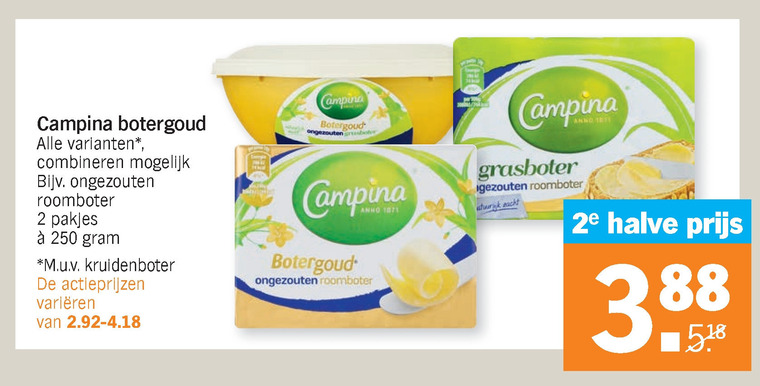 Campina   roomboter folder aanbieding bij  Albert Heijn - details