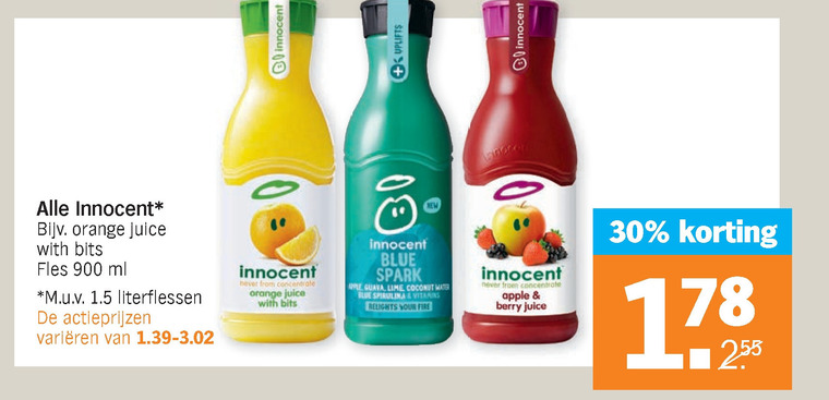 Innocent   vruchtensap, fruitsmoothie folder aanbieding bij  Albert Heijn - details