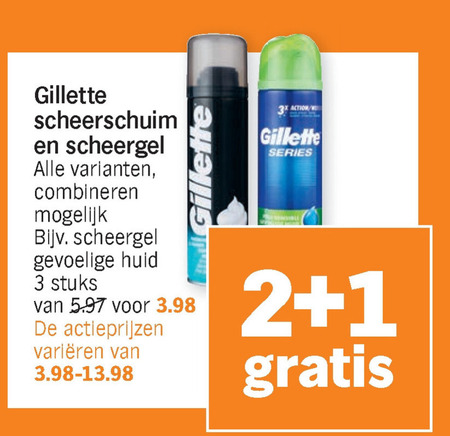 Gillette   scheerschuim, scheergel folder aanbieding bij  Albert Heijn - details