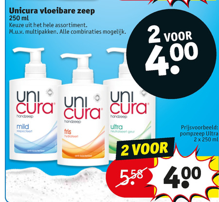 Unicura   handzeep folder aanbieding bij  Kruidvat - details