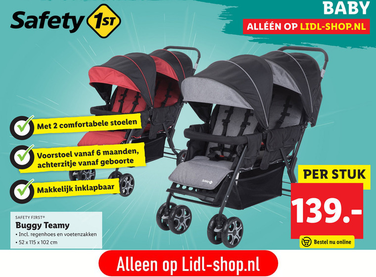 longontsteking Ongunstig niets Safety 1st tweelingbuggy folder aanbieding bij Lidl - details