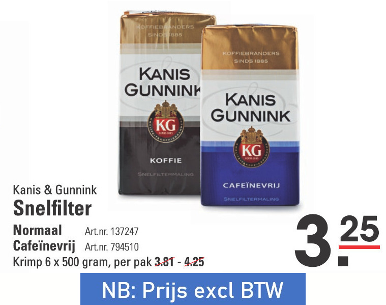 Kanis en Gunnink   koffie folder aanbieding bij  Sligro - details