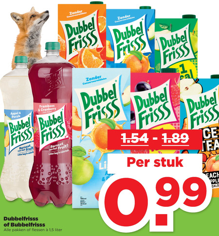 Bubbelfrisss   fruitdrank, frisdrank folder aanbieding bij  Plus - details