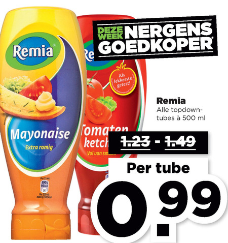 Remia   mayonaise, fritessaus folder aanbieding bij  Plus - details