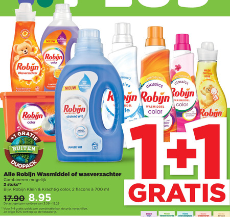 Robijn   wasmiddel, wasverzachter folder aanbieding bij  Plus - details