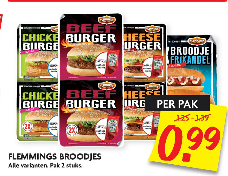 Flemmings   hamburger broodje, frikandelbroodjes folder aanbieding bij  Dekamarkt - details