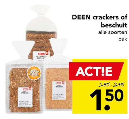 Deen Huismerk   beschuit, crackers folder aanbieding bij  Deen - details