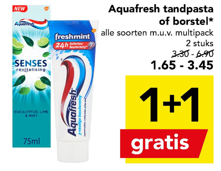 Aquafresh   tandenborstel, tandpasta folder aanbieding bij  Deen - details