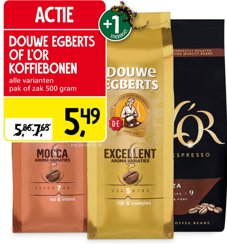 Douwe Egberts   koffiebonen folder aanbieding bij  Jan Linders - details