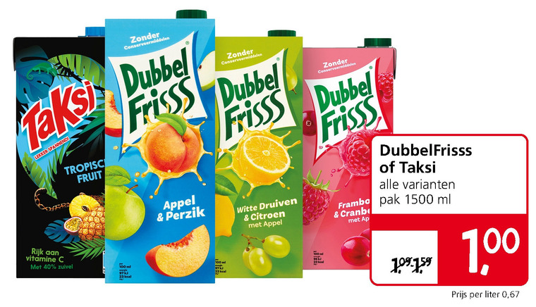 Taksi   fruitdrank folder aanbieding bij  Jan Linders - details