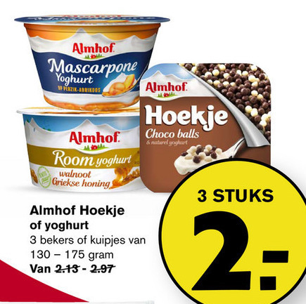 Almhof   toetje, vruchtenyoghurt folder aanbieding bij  Hoogvliet - details