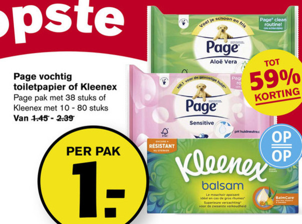 Page   vochtig toiletpapier, tissue folder aanbieding bij  Hoogvliet - details