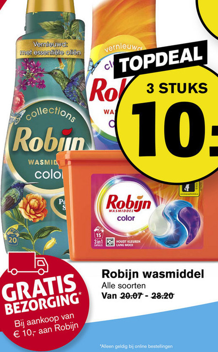 Robijn   wasmiddel folder aanbieding bij  Hoogvliet - details