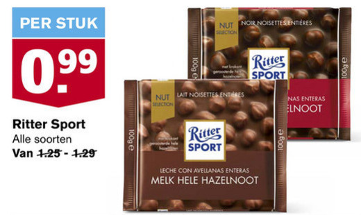 Ritter Sport   chocolade folder aanbieding bij  Hoogvliet - details