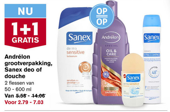 Sanex   douchegel, deodorant folder aanbieding bij  Hoogvliet - details