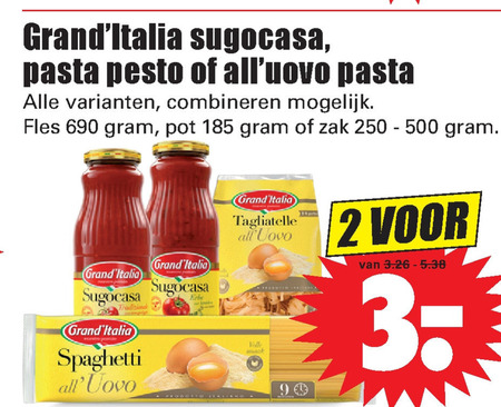 Grand Italia   pastasaus, pasta folder aanbieding bij  Dirk - details