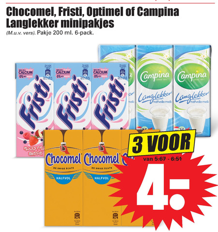Campina   drinkyoghurt, chocolademelk folder aanbieding bij  Dirk - details