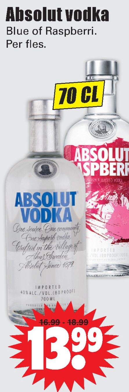 Absolut   wodka folder aanbieding bij  Dirk - details