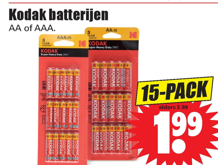 Kodak   batterij folder aanbieding bij  Dirk - details