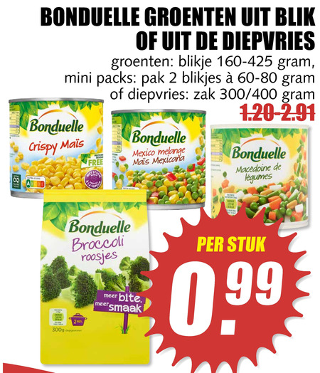 Bonduelle   groenteconserven, diepvriesgroente folder aanbieding bij  MCD Supermarkt Basis - details