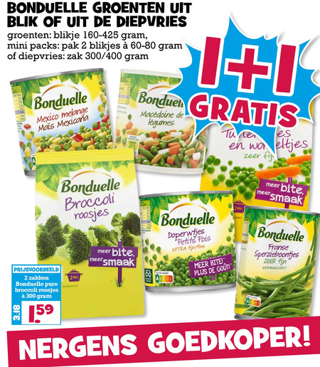 Bonduelle   groenteconserven, diepvriesgroente folder aanbieding bij  Boons Markt - details