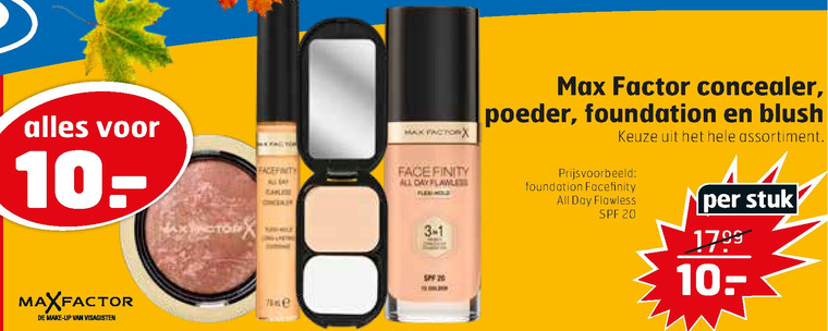 Max Factor   blusher, foundation folder aanbieding bij  Trekpleister - details