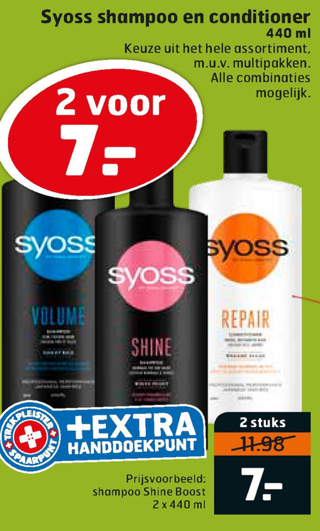 Syoss   shampoo, conditioner folder aanbieding bij  Trekpleister - details