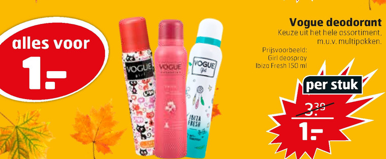 Vogue   deodorant folder aanbieding bij  Trekpleister - details