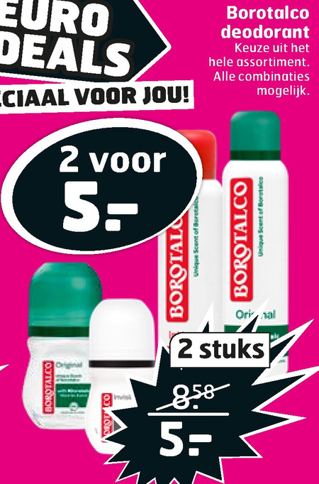 Borotalco   deodorant folder aanbieding bij  Trekpleister - details