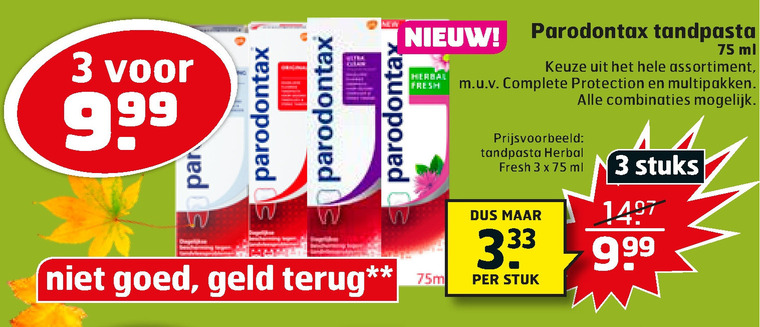 Paradontax   tandpasta folder aanbieding bij  Trekpleister - details