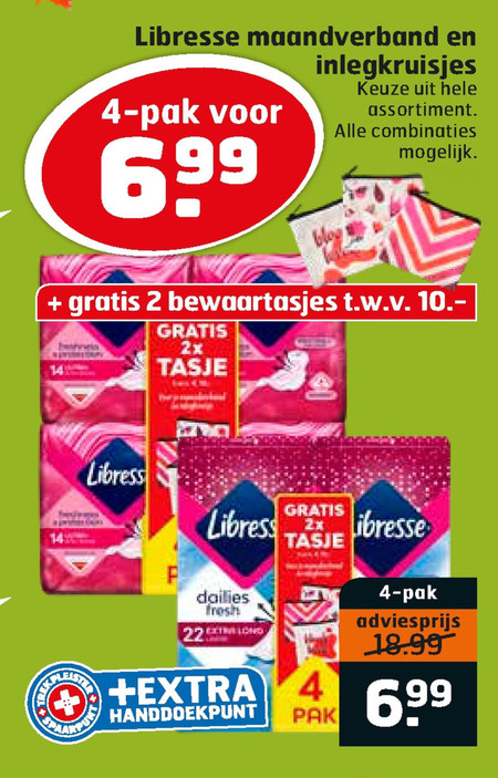 Libresse   maandverband, inlegkruisjes folder aanbieding bij  Trekpleister - details