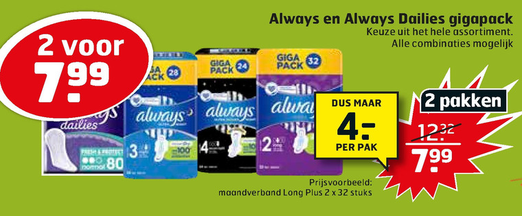 Always   inlegkruisjes, maandverband folder aanbieding bij  Trekpleister - details