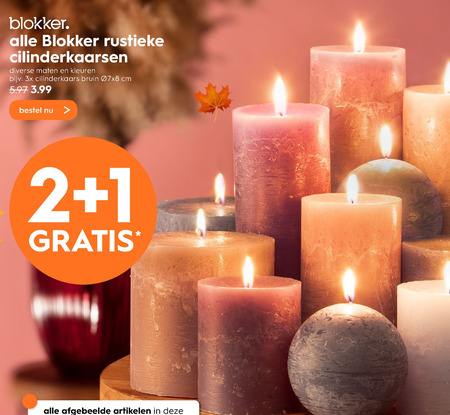 Ontmoedigd zijn Intensief mot Blokker Huismerk rustieke kaarsen folder aanbieding bij Blokker - details