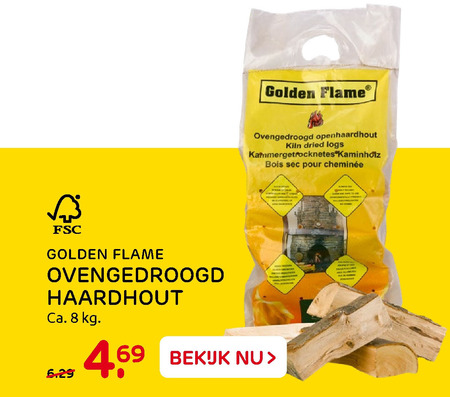 herder Absoluut campagne Golden Flame haardhout folder aanbieding bij Praxis - details