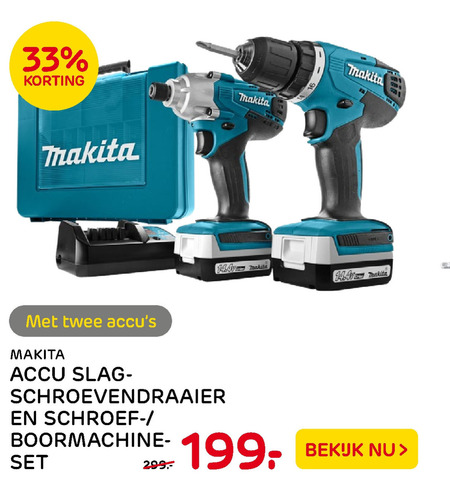 Makita accuschroevendraaier, accuboormachineset folder bij -